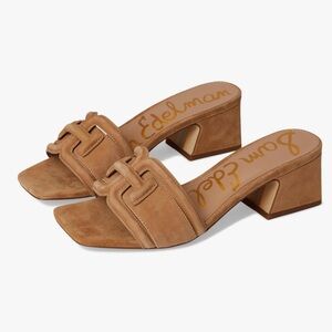 Sam Edelman Tan Suede Block Heel Mules